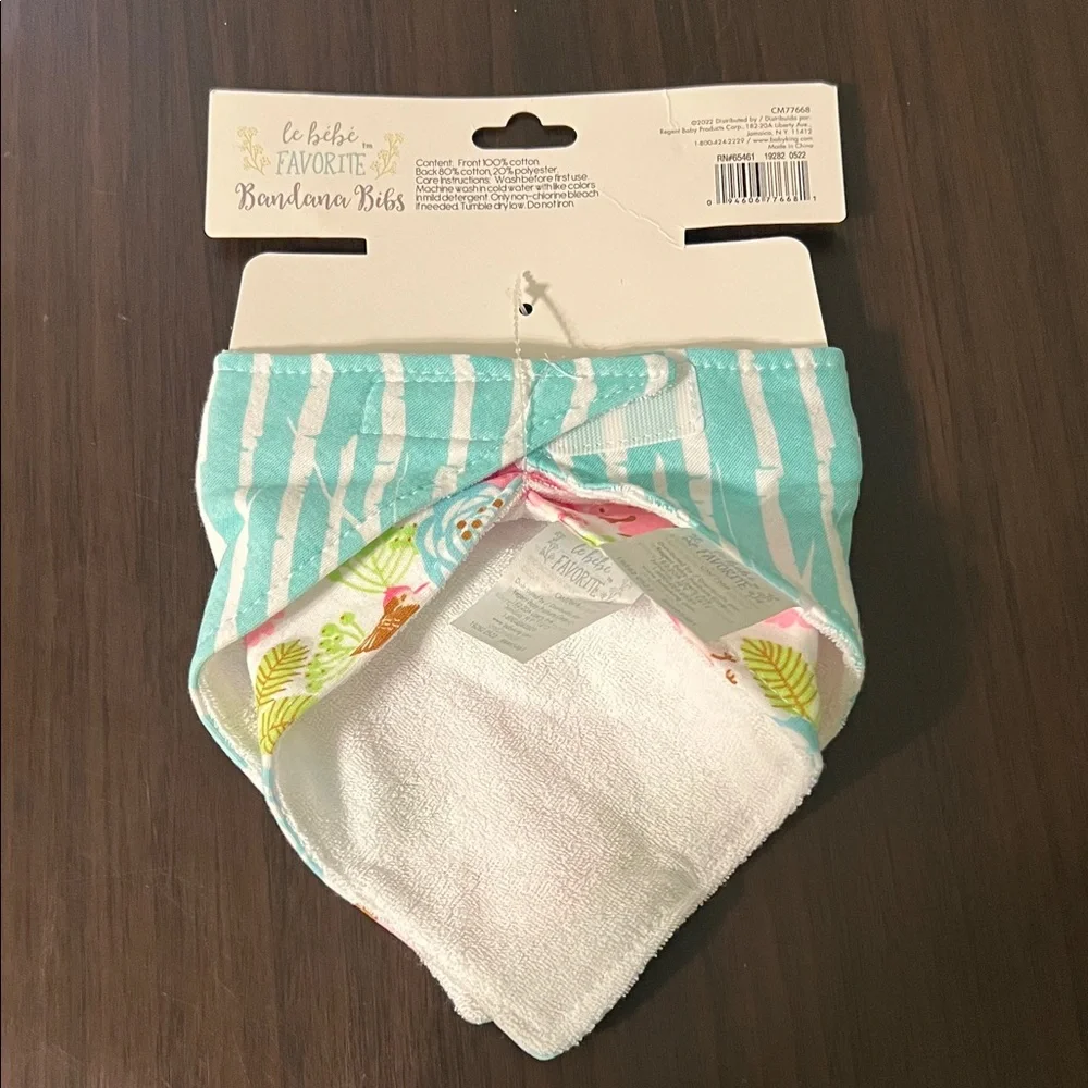 NWT Bandana Bibs - Aqua and White